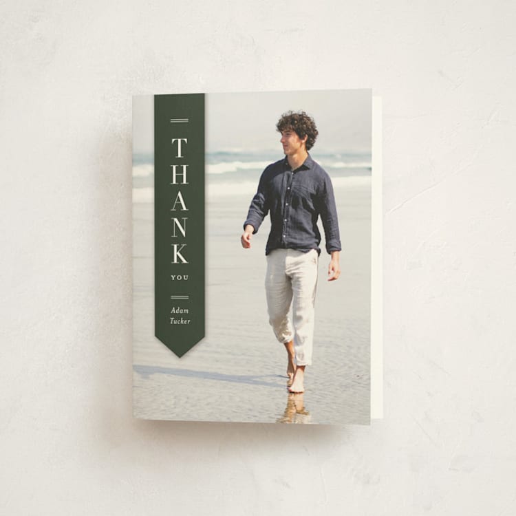 "Classic Sash" - Graduation Thank You Cards in Pine by Lauren Chism - Front