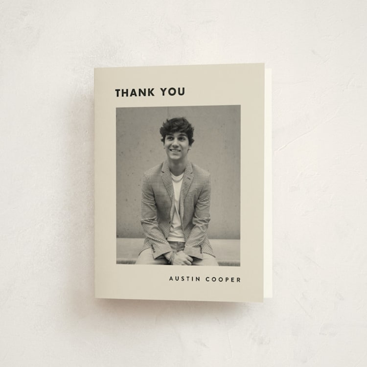 "Fourth Quarter" - Graduation Thank You Cards in Sandstone by Olivia Raufman - Front