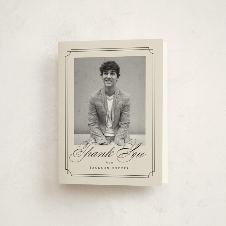 "Refined Grad" - Graduation Thank You Cards in Taupe by Ashley Iwafuchi - Front