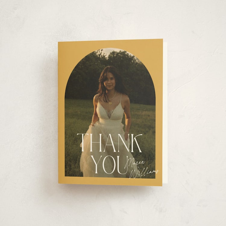 "In Vogue" - Graduation Thank You Cards in Sunshine by Robert and Stella - Front
