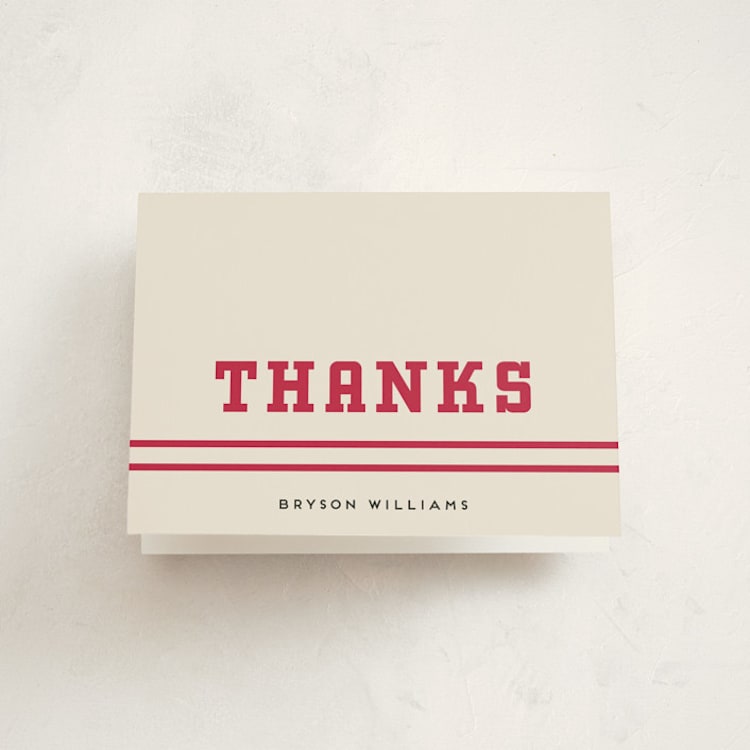 "Team Grad" - Graduation Thank You Cards in Cherry by Louise Kay - Front