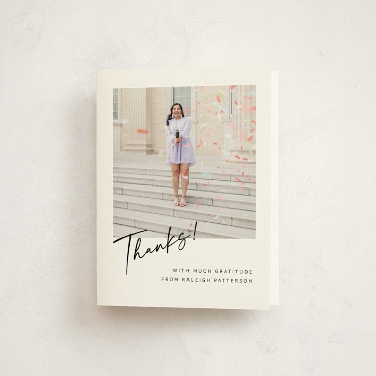 "Modern Celebration" - Graduation Thank You Cards in Cloud by Jenna Holcomb - Front