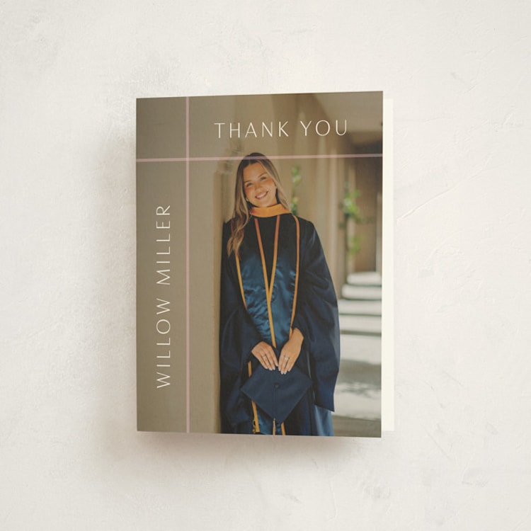 "Grids" - Graduation Thank You Cards in Blush by Lauren Chism - Front