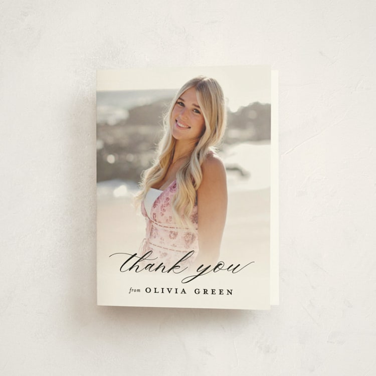 "portrait script" - Graduation Thank You Cards in Onyx by Sarah Curry - Front