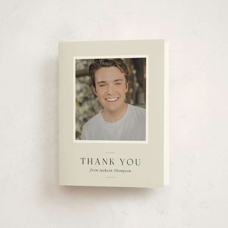"A Trio" - Graduation Thank You Cards in Creamery by That Girl Press - Front