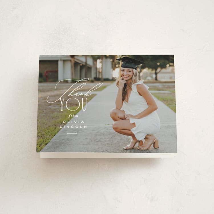 "classic party" - Graduation Thank You Cards in Cotton by Creo Study - Front