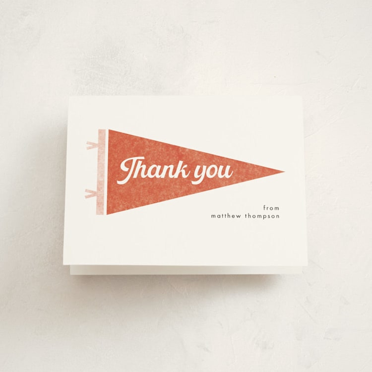 "Pennant Party" - Graduation Thank You Cards in Cardinal by Catherine Culvenor - Front