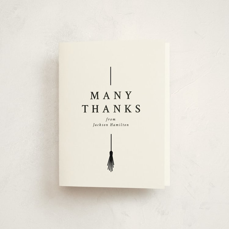 "Tassel Line" - Graduation Thank You Cards in Onyx by Amy Payne - Front