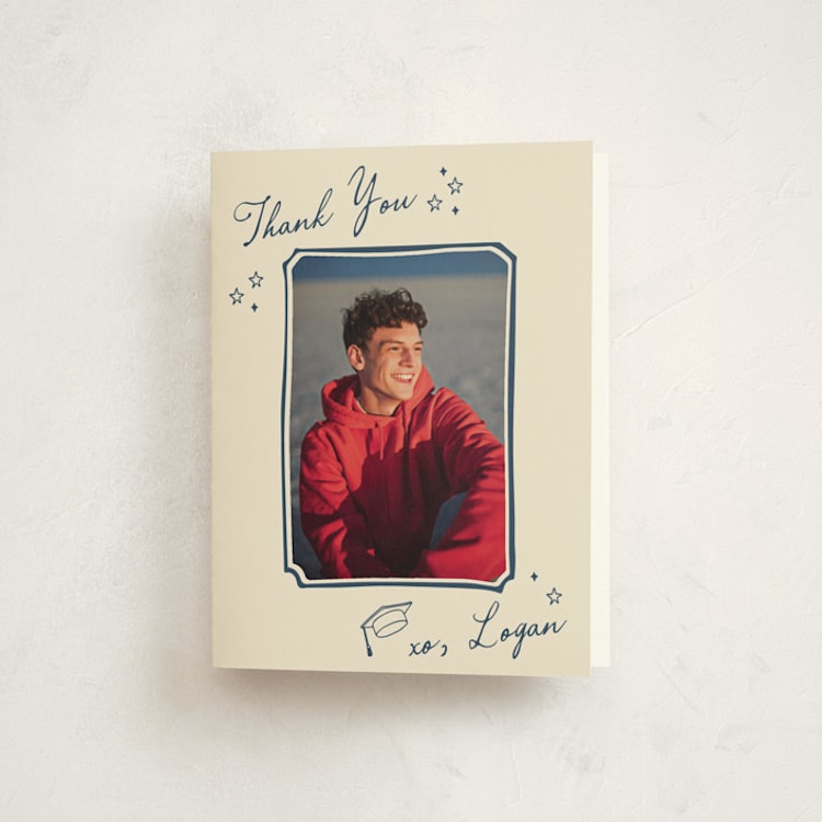 "Graduation doodles" - Graduation Thank You Cards in Navy by Stacey Meacham - Front