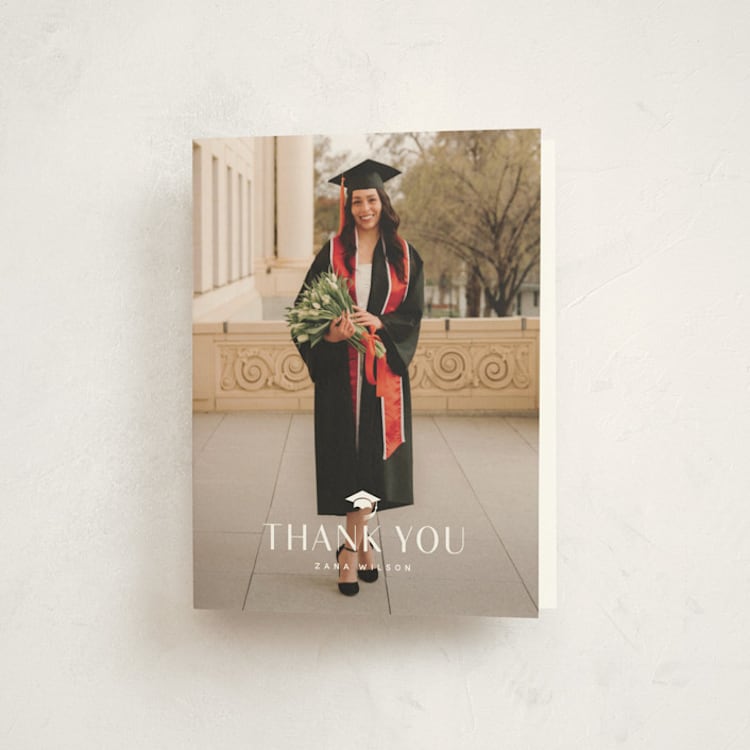 "Timeline" - Graduation Thank You Cards in Ruby by Stacey Meacham - Front
