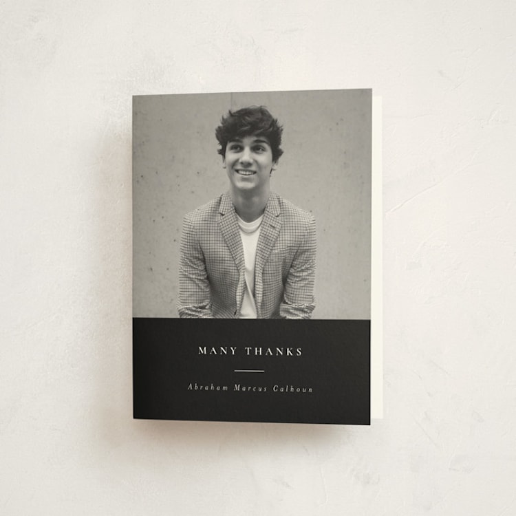 "Distinguished" - Graduation Thank You Cards in Noir by Meggy Masters - Front