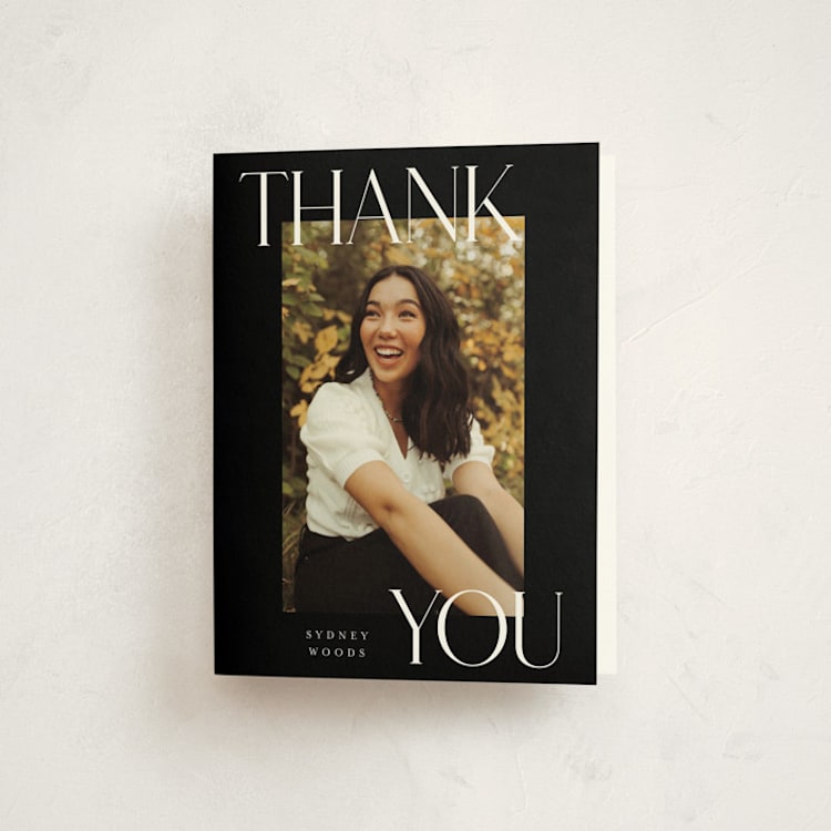 "Scholarly Surround" - Graduation Thank You Cards in Licorice by Jessica Williams - Front