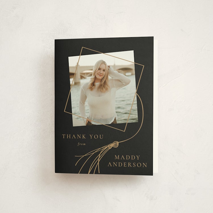 "Tassel Dance" - Graduation Thank You Cards in Chalkboard by Beth Murphy - Front