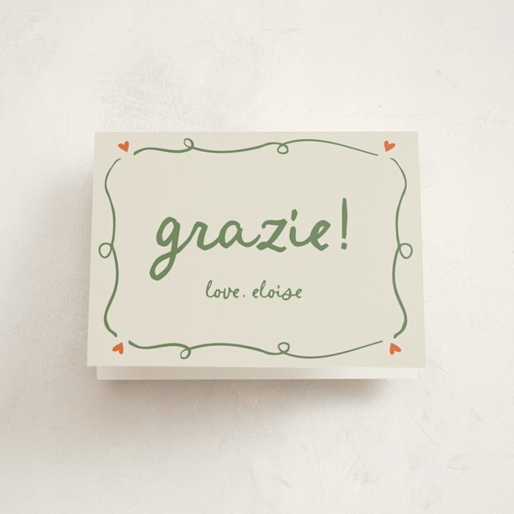 "Cin Cin" - Graduation Thank You Cards in Sage by Stephanie Heinrich Godbout - Front