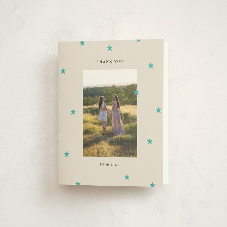 "Tiny Star Confetti" - Graduation Thank You Cards in Frost by Kercia Jane - Front
