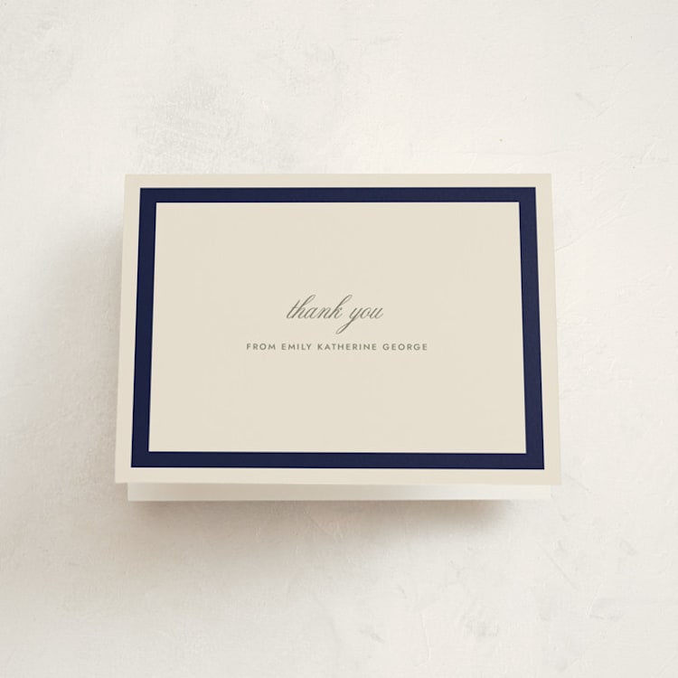 "Montauk" - Graduation Thank You Cards in Navy by Megan Davis - Front