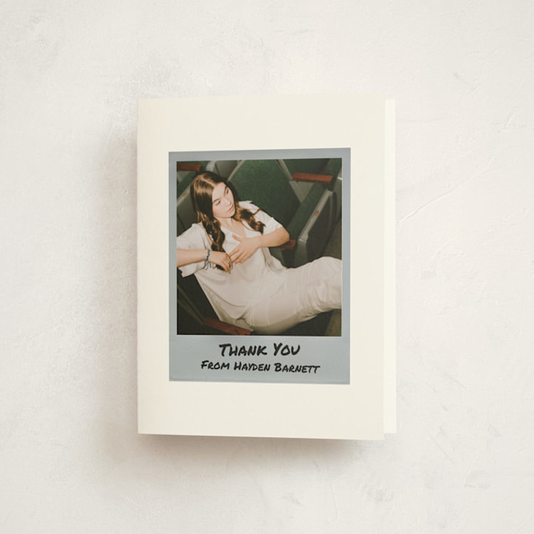 "Photo Snap + Penned Names" - Graduation Thank You Cards in Noir by Cleghorn Creative - Front