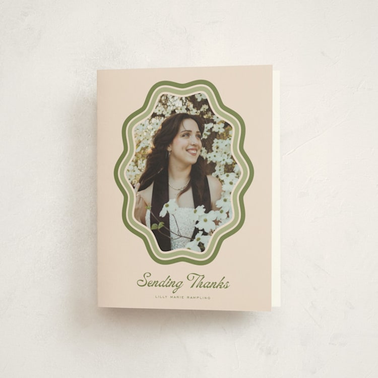 "Scalloped" - Graduation Thank You Cards in Matcha by Melanie Kosuge - Front