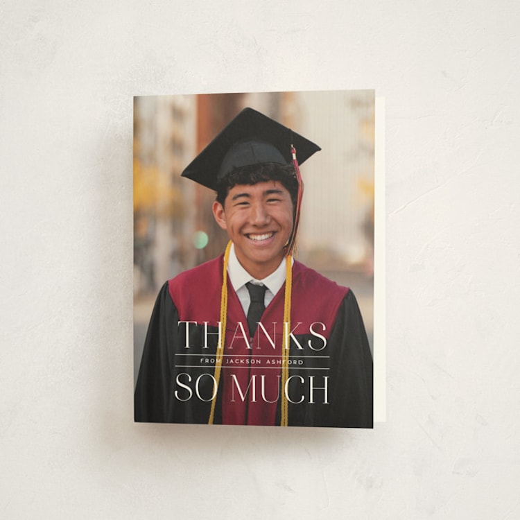 "Classy Stack" - Graduation Thank You Cards in Limestone by Erica Krystek - Front