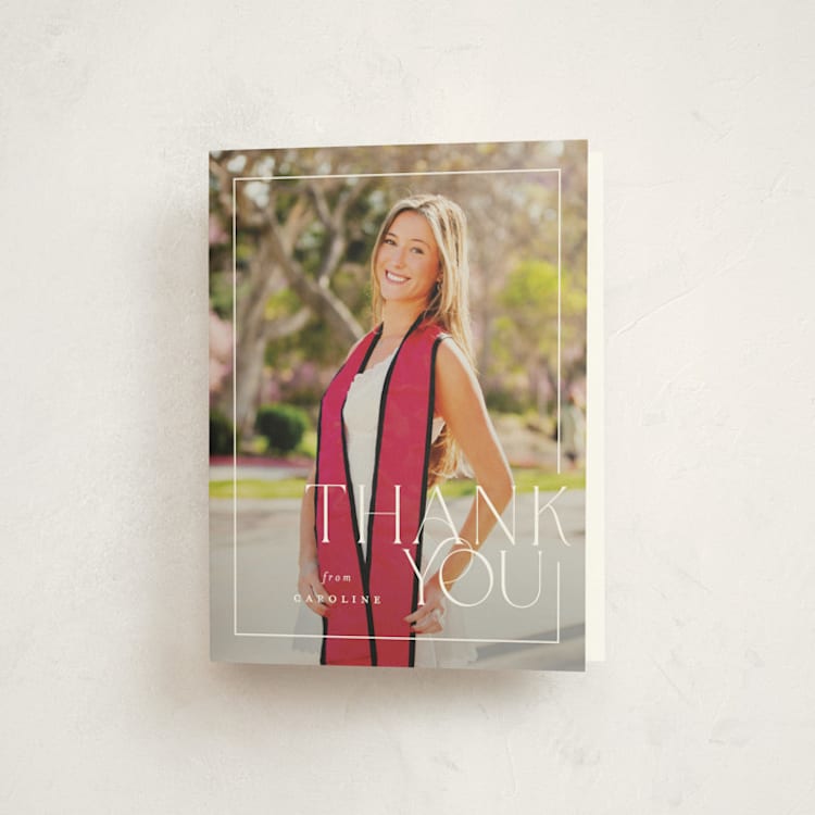 "Broken Border" - Graduation Thank You Cards in Snow by Lauren Chism - Front