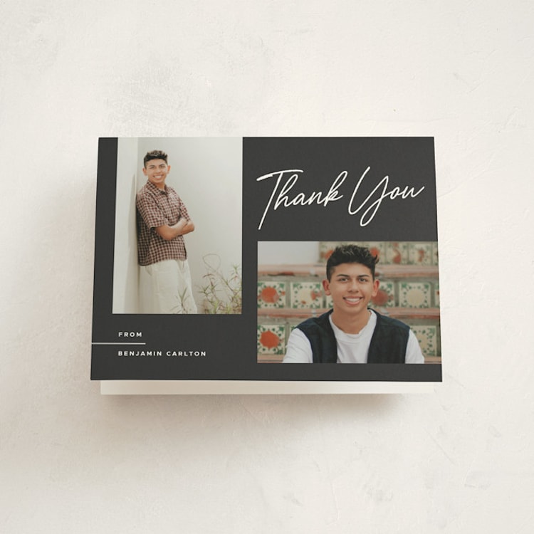 "Counterpoise" - Graduation Thank You Cards in Charcoal by Monika Torun - Front