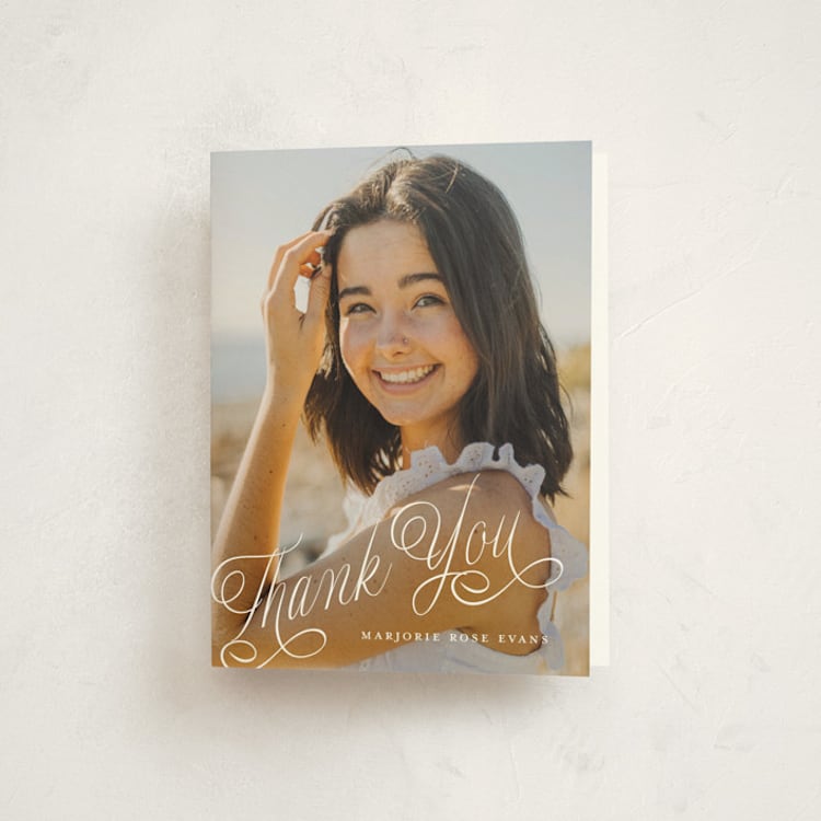 "Swooping" - Graduation Thank You Cards in Cotton by Carmia C. - Front