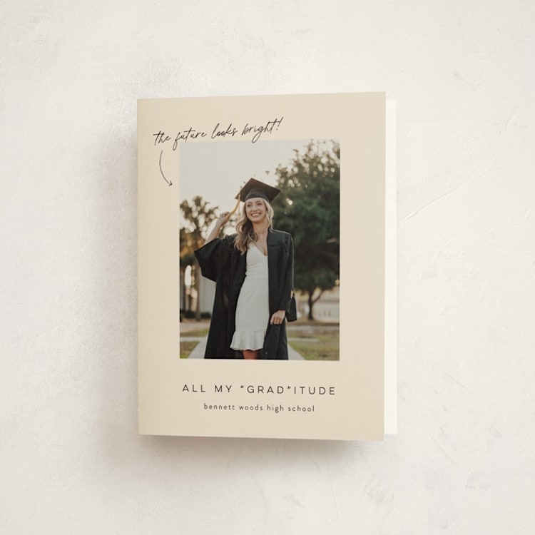 "Simple Timeline" - Graduation Thank You Cards in Classic Black by Ashley DeMeyere - Front
