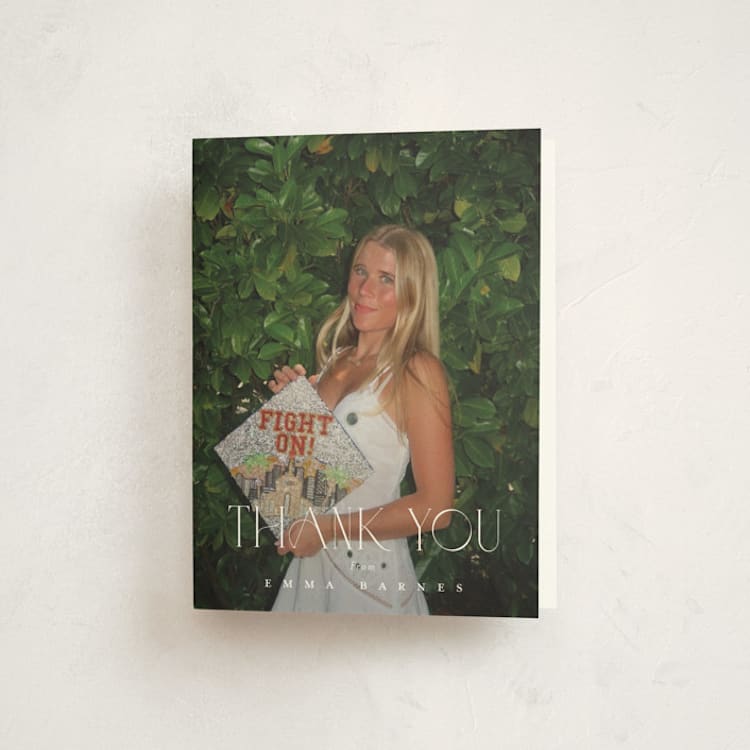 "fortified" - Graduation Thank You Cards in Snow by Sarah Curry - Front