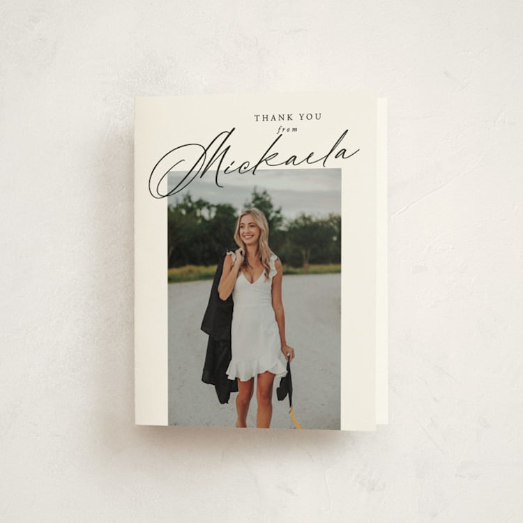 "minimal script" - Graduation Thank You Cards in Obsidian by Kamala Nahas - Front