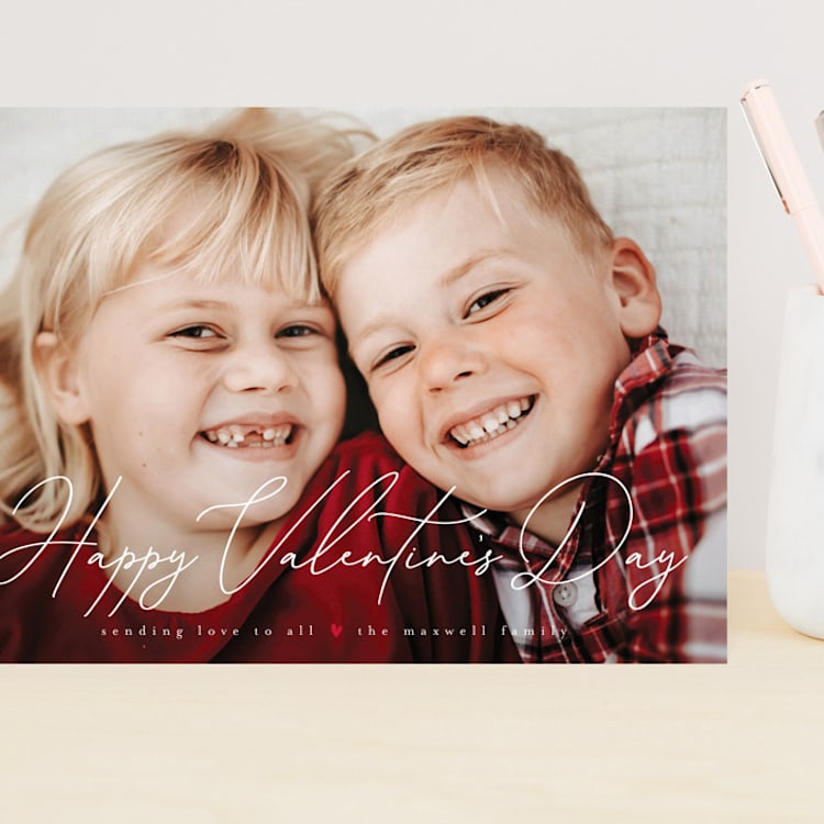 "Script" - Valentine's Day Cards in Pearl by Lauren Chism - Front