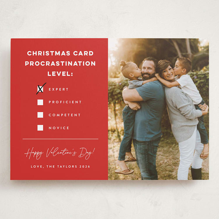 "Procrastination Expert" - Valentine's Day Cards in Poinsettia by Erica Krystek - Front