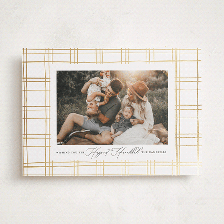 "Modern Plaid" - Hanukkah Cards in Cloud by Carolyn Nicks - Front