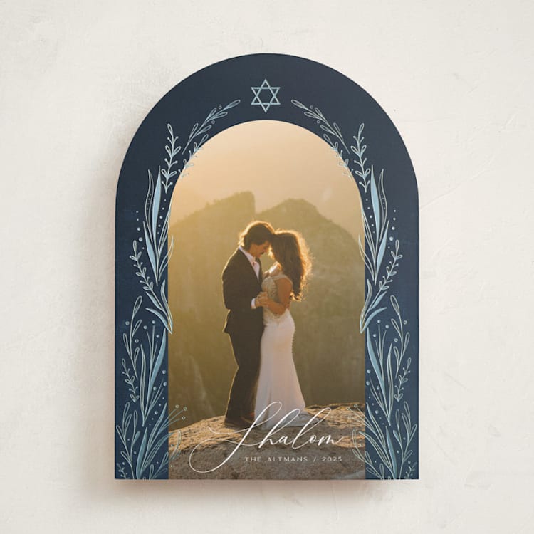 "Floral Arch" - Hanukkah Cards in Night by Orasie - Front