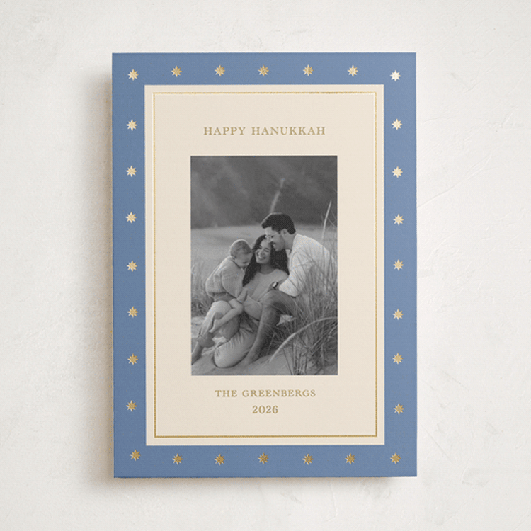 "Happy Hanukkah" - Hanukkah Cards in Sky by Rina Ozum - Front
