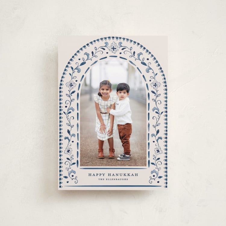 "Talavera" - Hanukkah Cards in Navy by Meagan Christensen - Front
