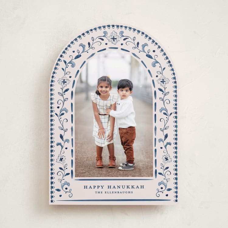 "Talavera" - Hanukkah Cards in Navy by Meagan Christensen - Front