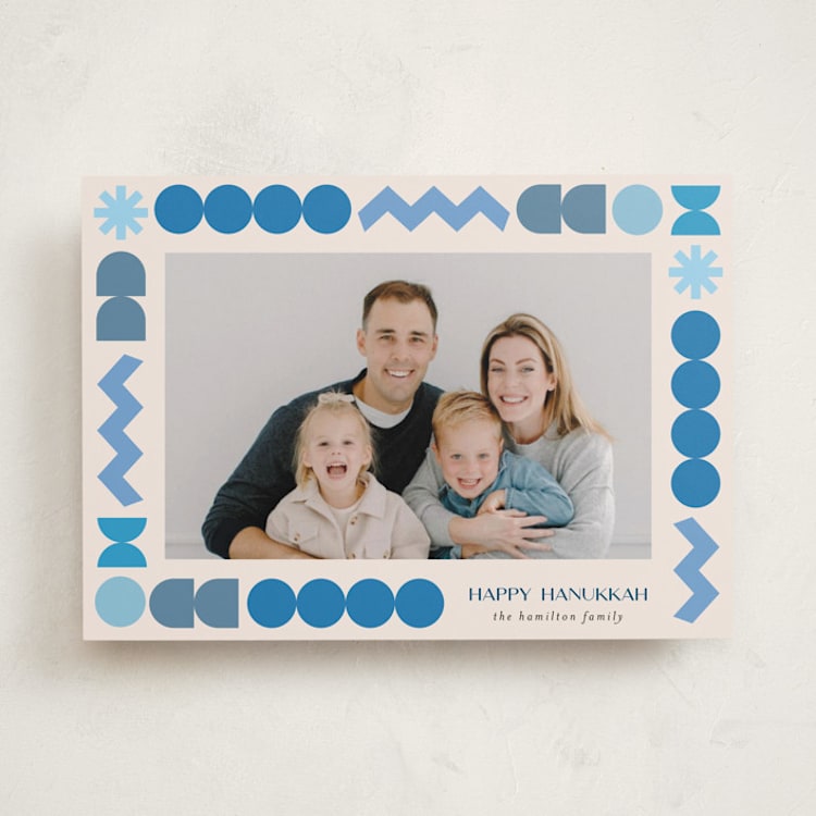 "Geo Frame" - Hanukkah Cards in Cream by Iveta Angelova - Front