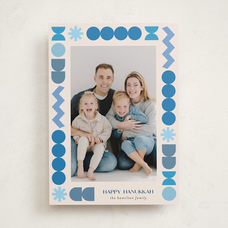 "Geo Frame" - Hanukkah Cards in Cream by Iveta Angelova - Front