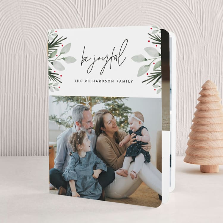 "Joyful Florals" - Holiday Booklette Cards in Winter Pine by Anupama - Front