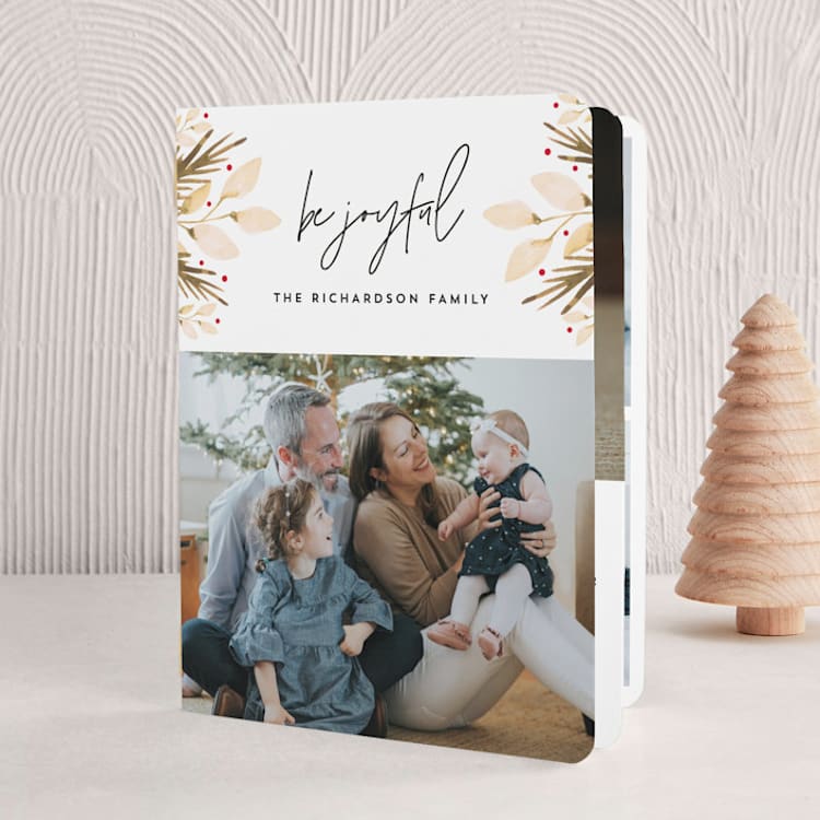 "Joyful Florals" - Holiday Booklette Cards in Bush by Anupama - Front