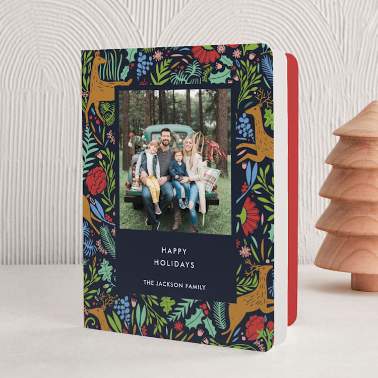 "Holiday Forest Photo" - Holiday Booklette Cards in Nuit by menci zaga - Front