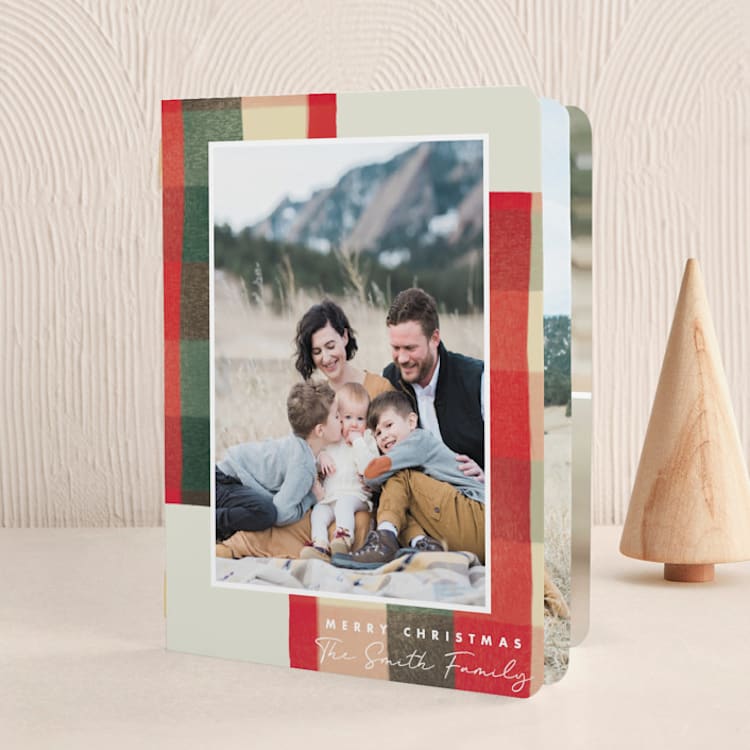"Warm Flannel" - Holiday Booklette Cards in Cranberry by Keen Peachy - Front