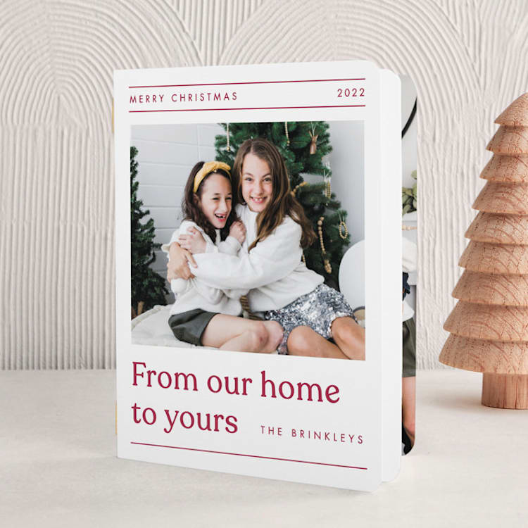 "House News" - Holiday Booklette Cards in Berry by Amy Kross - Front