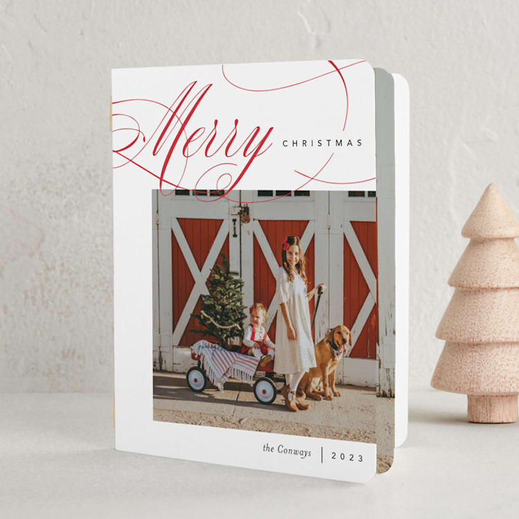 "Merrily Flourished" - Holiday Booklette Cards in Winterberry by Jennifer Postorino - Front
