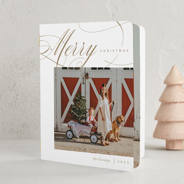 "Merrily Flourished" - Holiday Booklette Cards in Champagne by Jennifer Postorino - Front