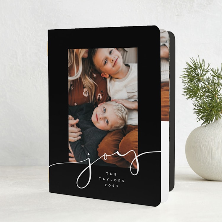 "Minimalist Joy" - Holiday Booklette Cards in Midnight by Erica Krystek - Front