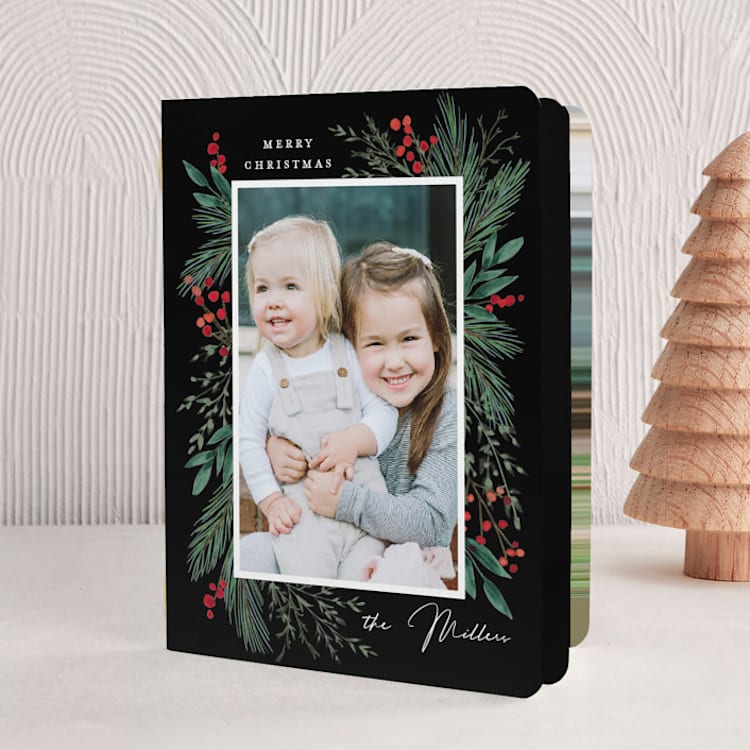 "Cedar Lane" - Holiday Booklette Cards in Midnight by Amy Kross - Front