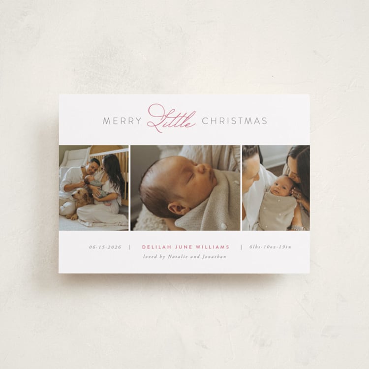 "Christmas Baby" - Holiday Birth Announcement Cards in Gumdrop by Jen Banks - Front