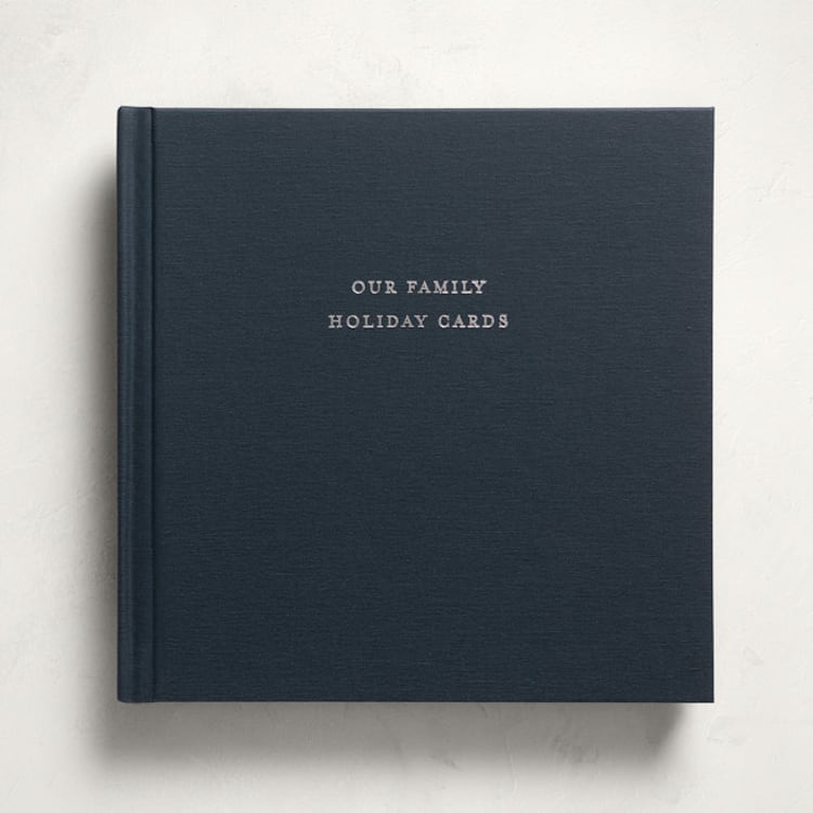 "Tradition - Navy" - Holiday Card Memory Books in Navy by Minted - Front Cover