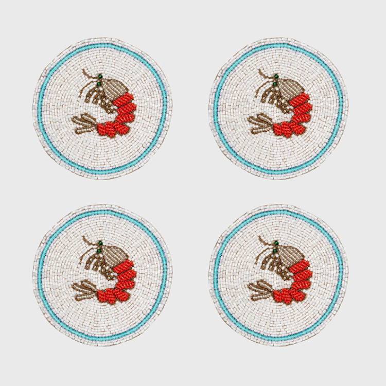 "Shrimp coaster set" - Coasters in multicolor by Joanna Buchanan